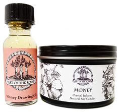 PRICES MAY VARY. Features a 4 oz Soy Candle with Tiger's Eye Crystals and a 1/2 oz of Money Drawing Oil Made with Cinnamon, Allspice, Chamomile, Vetiver and an array of other Herbs & Oils. All Art of the Root products are handmade daily in the USA - small batch only. All our products are Artisan made with herbs, essential oils and hand-selected botanicals. Created for those of you who wish to perform the perfect money drawing, wealth, and success ritual. All Art of the Root products are handmade Money Drawing Oil, Pagan Magick, Hoodoo Conjure, Conjure Oil, Money Drawing, Money Candle, Wealth Abundance, Financial Growth, Essential Oils Herbs