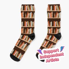 Super soft all-over printed knit socks with extra cushioning in the sole. Suitable for men and women. An illustration to show my love for vintage book spines. Vintage Book Spines, Goblin Clothes, Tired Person, Book Spines, Trendy Socks, Book Spine, Crazy Socks, Knit Socks, Vintage Book