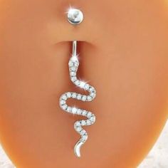 Belly/Navel Ring Elegant Stainless Steel Serpentine Navel/Belly Piercing Ring With Rhinestone Nwt Tray 121 Snake Belly Button Piercing, Unique Belly Rings, Pregnancy Costumes, Belly Piercing Ring, Belly Button Piercing Jewelry, Navel Piercing, Piercing Ring, Belly Piercing, Belly Button Piercing