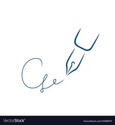 an ink pen writing the word eiffe on a white paper with blue ink