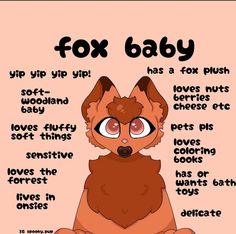 a poster with the words fox baby written in it's uppercase and lowercase letters