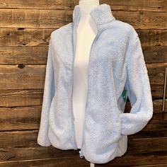 Light Baby Blue Fuzzy Zip Up Size Small Christmas Gift Idea! Blue Outerwear For Spring Loungewear, Light Blue Cozy Outerwear For Fall, Blue Casual Cozy Outerwear, Cozy Blue Outerwear For Loungewear, Cozy Blue Outerwear For Spring, Cozy Blue Spring Outerwear, Cozy Blue Long Sleeve Outerwear, Cozy Blue Outerwear, Cozy Blue Fleece Jacket For Fall