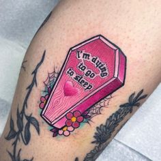 a tattoo with a pink object on it's arm that says, i'm always to do this