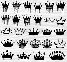 the silhouettes of different crowns are shown in black and white