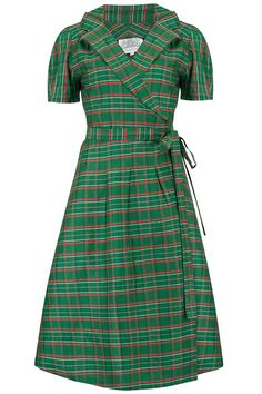 Vintage Christmas Dress | Party Dresses | Night Out Outfits Peggy Wrap Dress in Green Taffeta Tartan Classic 1940s Vintage Style £79.95 AT vintagedancer.com Christmas Dress Party, Party Dresses Night, 50s Inspired Dress, Vintage Christmas Dress, Night Out Outfits, 1940s Looks, Dresses Night, Out Outfits, Dress Night Out