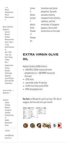 the ingredients for extra virgin olive oil are shown in this page, which contains information about how to use it