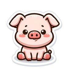 a cartoon pig sitting on the ground