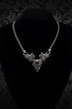 "Women's necklace \"Dark Angel\" Sterling silver - 925 K; Gemstones - cubic zirconia. Weight - 48 grams. We need 2 weeks to make a chain with various changes such as: -other color -other jewelry stones -and so on Please check all my catalog to choose your favorite brutal jewelry, men's cuff links, skull bracelet, skull ring, skull pendant https://www.etsy.com/shop/YetiBikersJewelry All of our jewelry have been designed and produced by ourselves with love and passion. Be sure you get a unique jew Gothic Sterling Silver Chain Jewelry, Gothic Sterling Silver Chain Necklace, Silver Gothic Skull Necklace, Gothic Sterling Silver Necklace, Silver Skull Chain Necklace, Silver Skull Shaped Chain Necklace, Gothic Oxidized Pendant Necklace, Gothic Oxidized Pendant Necklaces, Gothic Oxidized Sterling Silver Necklaces