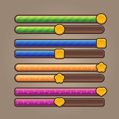 colorful buttons with different shapes and sizes for game user interface or web page design illustration