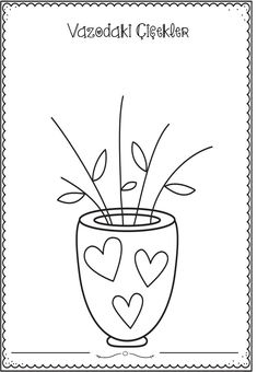 a flower pot with hearts in it and the words flowers are for you to color