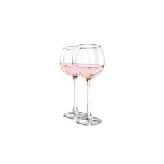 two wine glasses filled with pink liquid