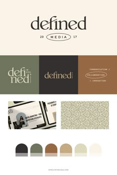 the logo for defined media is shown in different colors