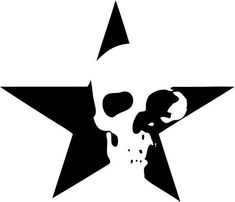 a black and white image of a star with a skull on it's face