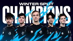 four men standing in front of a blue background with the words winter split championships on it