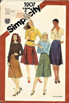 an old fashion sewing pattern for women's skirts and blouses, with the words simplicin printed on it