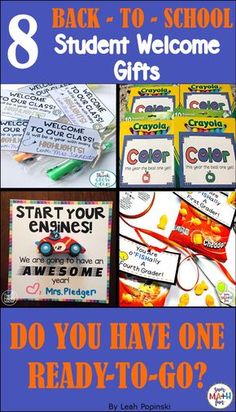 the back to school student welcome gifts are shown in this collage with text that reads,