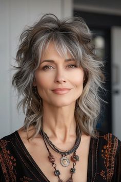 100 Mesmerizing Haircuts for Women over 60. Don't Forget To Check Number 66 Haircut Gray Hair, Haircuts For Medium Length Hair, Gorgeous Gray Hair, Layered Haircuts For Medium Hair, Messy Short Hair, Haircuts For Medium Hair, Edgy Hair, Haircuts For Women, Short Hair With Bangs