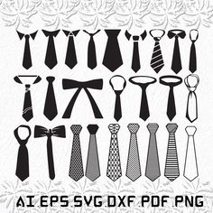 an image of tie clipart on white paper with the words, all ties svg dxf png