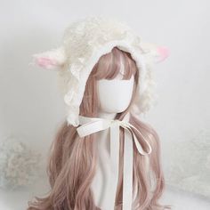 Option: Pink Pointed Ears White Pointed Ears Pink Pointed Ears (Lace Edge) White Pointed Ears (Lace Edge) Pink Pointed Ears (A) White Pointed Ears (B) Diameter Length(cm)(inch) 56-58/22.04-22.83 Sheep Hat, Micro Pig, Sheep Ears, Kawaii Hat, Presents For Girlfriend, Ear Cap, Bonnet Cap, Harajuku Women, Pointed Ears