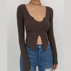 Please refer to our sizing chart for a guideline when choosing a size. 5 business days order processing time. 90% polyester 10% spandex Grey Long Sleeve Shirt Outfit, Crop Top Long Sleeves, Bodysuits And Jeans, Long Halter Dress, Sheer Mesh Dress, Summer Party Outfit, Grey Long Sleeve Shirt, Round Neck Top, Square Neck Top