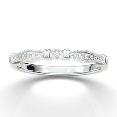 "White Gold Vintage Style Diamond Wedding Band from AurosiJewelsCouture TRY BEFORE YOU BUY! With our exclusive at home try on service. Learn more here: https://www.etsy.com/listing/481629574/ This art deco inspired diamond wedding band from Aurosi Jewels is a one of a kind, timeless masterpiece! The unique bar style setting and intricate shape of the motifs is accented with genuine diamonds that sparkle and dazzle to make it stand out amongst the crowd. There is milgrain etching to give a vintage style design, while the construction and shape of the ring make it elegant and classic. Available in white, yellow, and rose gold, as well as Platinum, this white gold vintage inspired wedding band will complete your engagement set and make her smile every time she looks down at her finger. Please Wedding Ring Matching, Vintage Inspired Wedding Band, Filigree Wedding Band, Gold Band Wedding Ring, Gold Ring Wedding, Wedding Band For Women, Contour Wedding Band, Ring Matching, Engagement Sets