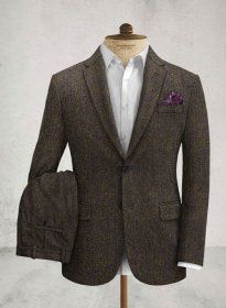 Luxury Classic Suit With Notch Lapel, Luxury Menswear-inspired Tweed Jacket For Formal Occasions, Luxury Menswear-inspired Tweed Jacket For Office, Luxury Tweed Suits For Winter, Luxury Brown Classic Tuxedo, Luxury Brown Tuxedo, Luxury Classic Suits With Notch Lapel, Luxury Tweed Suits For Fall, Luxury Winter Suits With Buttons