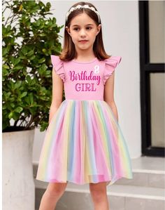 This listing is for one girl's birthday tutu dress which is made of 60% polyester, 35% cotton & 5% spandex. It is lightweight and stretchy. ❤️SIZING: These tanks come in 2-7 years old {PLEASE SEE SIZE CHART PRIOR TO ORDERING TO FIGURE OUT WHICH SIZE WOULD FIT YOU BEST}  ❤️ SHIPPING: All orders are shipped within 3-5 business days via USPS and will be issued a tracking number for your convenience.   ATTENTION: IF YOU NEED YOUR ITEM QUICKLY PLEASE MESSAGE ME {PRIOR} TO ORDERING. THERE IS A $5 FEE Spring Letter Print Stretch Dress, Pink Sleeveless Cotton Tutu Dress, Birthday Ruffled Princess Dress With Short Sleeves, Birthday Princess Dress With Ruffles And Short Sleeves, Spring Princess Style Tutu Dress With Short Sleeves, Pink Fitted Cotton Tutu Dress, Pink Short Sleeve Tutu Dress With Ruffles, Pink Cotton Princess Dress, Summer Princess Tutu Dress For Birthday