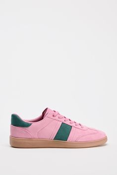 COLOR DETAIL ATHLETIC SNEAKERS - Pink | ZARA United States Basket Style, Sneakers Pink, Pink Sneakers, Beauty Sale, Rich Girl, Suede Sneakers, Athletic Sneakers, Zara United States, Casual Sneakers