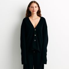 Everywear Cardigan - Black – Guest In Residence Guest In Residence, Inner Mongolia, Mongolia, Shawl Collar, Black Cardigan, Shawl, Cashmere, Product Launch, Cuff