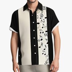 Music Note Bowling Shirts For Men Print Short Sleeve Regular Fit Hawaiian Casual Button Down Beach Shirts Sz Xxl Black/White Condition: Nwot Us Size: Xxl Pit To Pit: 26 " Length: 32" Features/Accents: Men's Hawaiian Bowling Music Note Shirts Are Made Of Skin-Friendly & Lightweight Fabric, Soft, Quick-Dry, Comfortable And Breathable To Wear. Button Down Shirt For Men Features Spread Collar, Short Sleeves, Regular Fit Shirts Are Suitable For Most People, It Never Goes Out Of Style. Men's Printed S White Cotton Music-themed Shirt, Music-themed White Short Sleeve Shirt, Black Short Sleeve Music-themed Shirt, Black Music-themed Short Sleeve Shirt, Black Music-themed Tops For Summer, Button Shirts Men, Mens Printed Shirts, Wrangler Shirts, Layered Shirts