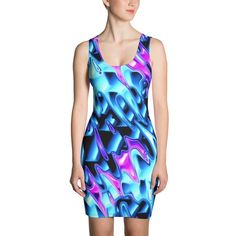 Psychedelic Vaporwave Bodycon Dress by BigTexFunkadelic   #vaporwave #vaporwaveaesthetic #blue #bodycondress #dresses #psychedelic #trippy #abstractart #bigtexfunkadelic Pastel Goth Dress, Goth Dresses, Goth Dress, Bodycon Dresses, Print Models, Pastel Goth, The Cross, Xl Dress, S Models