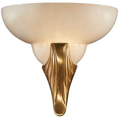 This sublime, single-light wall sconce is inspired by Art Deco lighting designs. Its demilune shade of alabaster glass takes on a warm tone from the French gold finish of the wall mount, minimally decorative to brilliant effect. A stunningly timeless wall fixture, hand-crafted in Spain for Metropolitan. Art Deco Lighting, Candelabra Bulbs, Wall Fixtures, Gold Walls, Steel Wall, Wall Light Fixtures, Light Sconces, Lamps Plus, One Light