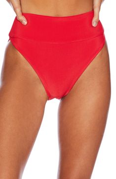 A higher waist lends a throwback vibe to bikini bottoms lightly textured and finished with cheeky back coverage. Lined Cheeky back coverage 82% polyester, 18% spandex Hand wash, dry flat Made in the USA Beach Riot, On Beach, Fabric Gift Bags, Fabric Gifts, Free Fabric, Black Fits, Things To Buy, High Waist, Hand Wash