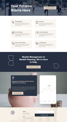 the landing page for an investment website