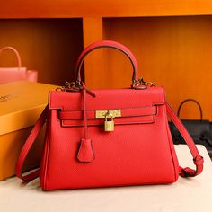 Free U.S. shipping. Style: Commuting , color:Red, suite for season：Spring, Summer, Autumn, Winter ，Anniversary, Going out, Material Genuine Leather, Red Leather Handbags Satchel Bags High-end Red Bag For Everyday Use, High-end Red Shoulder Bag, High-end Red Shopping Bag, Designer Rectangular Bags With Hasp Closure, High-end Red Satchel Tote, High-end Red Shoulder Bag With Double Handle, Elegant Red Bags With Lock, High-end Red Satchel, High-end Red Crossbody Bag