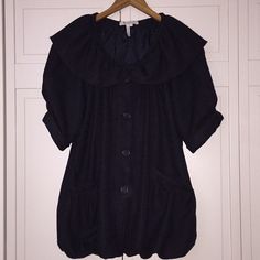 Bcbgeneration Black Short Sleeve Tweed Jacket With Pockets In Small. Never Been Worn. Fall Ruffled Button-up Outerwear, Fall Daywear Outerwear With Ruffles, Fall Ruffled Outerwear For Daywear, Short Sleeve Jacket, Jacket With Pockets, Sleeve Jacket, Tweed Jacket, Black Shorts, Jackets & Coats