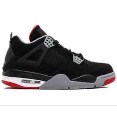 Nike Air Jordan 4 Retro Bred. Black, Cement Grey, And Fire Red Color. Mens Size 10.5. Purchased In 2012 From Stockx For $440. Worn Twice. The Black Paint On The Inside And Outside Of The Mid-Soles Is Chipping From Age, Not From Wear. This Is A Common Occurrence With The 2012 Release Of Jordan 4’s Due To The Type Of Foam And Acrylic Paint Used On The Mid-Soles During Production. I’ve Watched Many Videos And It Is An Easy Fix For A Shoe Cobbler, You Can Attempt It Yourself, Or I Can Fix It For An Extra Cost To Cover The Purchase Of The Correct Shoe Paint. Other Than The Midsole Issue They Are In Excellent Condition. No Scratches Or Stains. Original Packaging, Box, And Keychain Included. Air Jordan 4 Bred, Jordan 4 Retro Bred, Shoe Cobbler, Jordan 4 Bred, Jordan 4’s, Nike Air Jordan 4 Retro, Nike Air Jordan 4, Jordan 4s, Black Cement