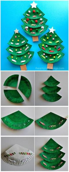 paper plate christmas tree craft for kids to make it looks like they have been made out of