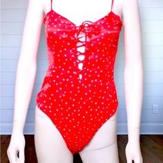 New. Great For Four Of July. Zipper On The Size. Adjustable Straps. Xs Red V-neck Bodysuit For Spring, Spring Red V-neck Bodysuit, Red Sleeveless Bodysuit For Spring, Red Lined Bodysuit For Spring, Chic Red Bodysuit For Summer, Red Casual Bodysuit For Spring, Casual Red Bodysuit For Spring, Fitted Red Summer Bodysuit, Spring Red Bodysuit For Night Out