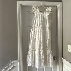 White, 100% Cotton Eyelet Midi Dress, Fully Lined. Never Worn, Nwt Eyelet Midi Dress, J Crew, Color White, Midi Dress, Womens Dresses, Women Shopping, Dresses, White, Color