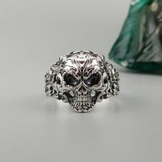 In stock. Going soon. Silver skull ring - Motorbike Ring - Gothic Skull Ring - Biker ring only at $87.00.. #SkullRing #BikerStyle #BikersJewelry #YetiJewelry #SilverSkullRing #SilverSkull #SkullJewelry #MexicanRing #StatementRing #BikersRing Gothic Skull Ring Stamped 925, Biker Style Skull Jewelry, Silver Skull Ring Collectible, Gothic Silver Skull Ring For Biker Events, Gothic Silver Ring With Skull Print, Silver Engraved Skull Ring, Sterling Silver Skull Ring Collectible, Biker Skull Ring For Biker Events, Collectible Sterling Silver Skull Ring