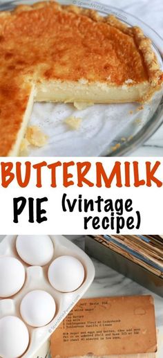 buttermilk pie vintage recipe with an egg in the middle