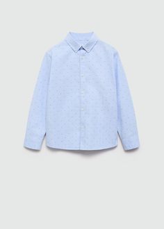 Oxford cotton shirt - Kids | MANGO USA Smart Cotton Dress Shirt For Spring, Smart Button-up Shirt For Spring, Smart Cotton Shirt With Button Closure, Smart Spring Shirt With Button Closure, Cotton Office Shirt, Smart Cotton Button-up Shirt, Smart Cotton Shirt For Spring, Smart Long Sleeve Shirt With Button Cuffs, Smart Cotton Work Tops