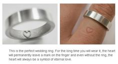 an advertisement for a wedding ring with a heart in the middle and another advertises it