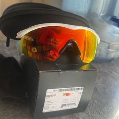 Brand New With Box, Sunglass Sleeve, And Case Modern White Anti-reflective Sunglasses, White Sunglasses With Gradient Lenses, Modern White Shield Sunglasses For Outdoor, Modern White Sports Sunglasses, Modern White Sunglasses For Outdoor, Oakley Men, Orange White, Color Orange, Sunglasses Accessories