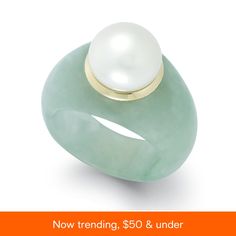 in stock Macy's Green Jewelry For Anniversary, Elegant Round Band Jade Jewelry, Modern Jade Jewelry For Anniversary, Elegant Jade Ring With Round Band, Elegant Green Dome Ring, Elegant Green Macy's Jewelry, Jade Ring, Freshwater Cultured Pearls, Fresh Water