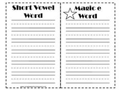 the short and long e word worksheet is shown in black and white with stars