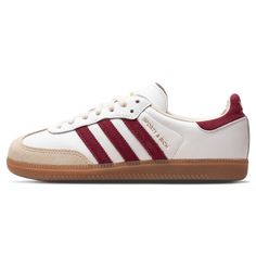 Red And White Sambas, Adidas Sporty And Rich, Classical Shoes, Snicker Shoes, Nike Air Jordan Shoes, Classic Adidas, Adidas Samba Og, Burgundy Shoes