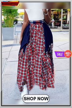 Plaid Colorblock Pleated Maxi Skirt P8844466081 Casual Plaid Skirt With Patchwork, Casual Patchwork Skirt, Casual Long Patchwork Skirt, Casual Tiered Skirt With Patchwork, Casual Tiered Patchwork Skirt, Pleated Maxi Skirt, India And Pakistan, Pleated Maxi, Online Customer Service