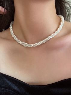 Faux Pearl Beaded Necklace White    ABS     Women Fashion Jewelry, size features are:Bust: ,Length: ,Sleeve Length: Necklaces From Beads, Fancy Beaded Necklaces, Pearl Necklace Diy, Diy Pearl Jewelry, White Bead Necklace, Diy Pearl Necklace, Handmade Pearl Jewelry, Ankle Bracelets Diy, White Pearl Jewelry